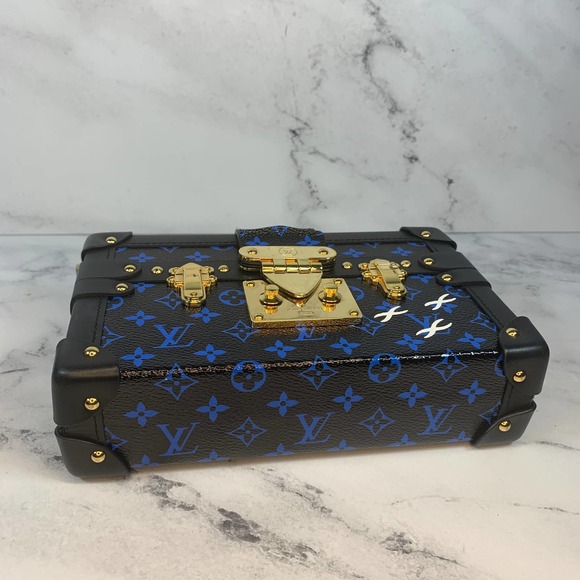Louis Vuitton Petite Malle Trunk Crossbody shoulder bag Blue/Black Monogram LV - Picture 7 of 15